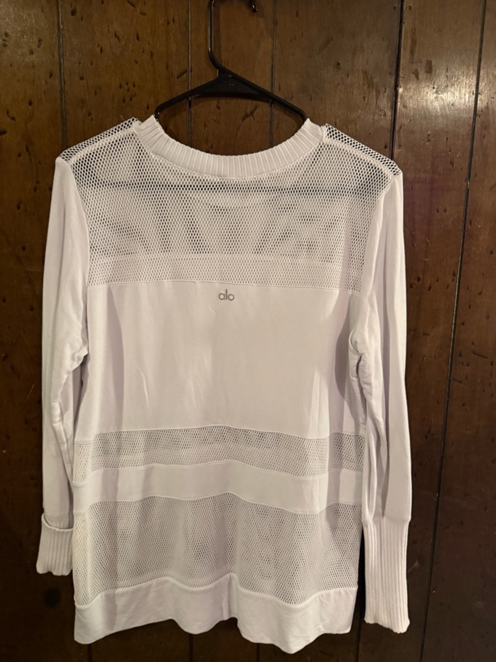ALO Yoga White Mesh Panel Long Sleeve Pullover - Picture 2 of 2